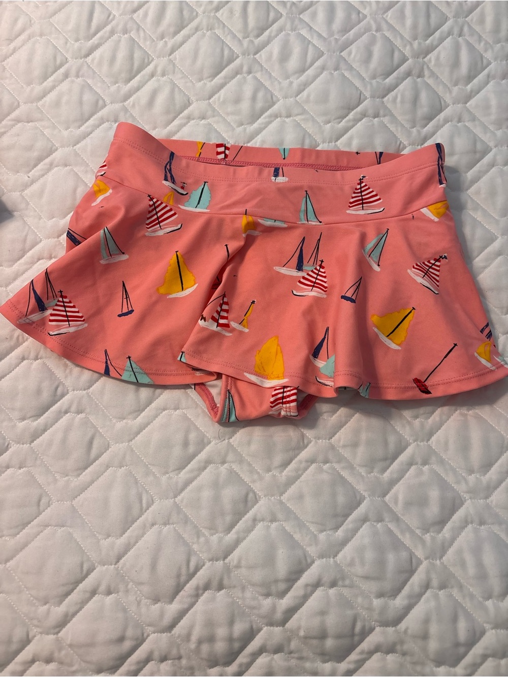 Hanna Andersson Girls' Pink Sailboat Swim Skirt with Built-In Brief